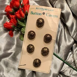 🌹VINTAGE Accessory Lady Button Covers • Decorative Gold-Tone